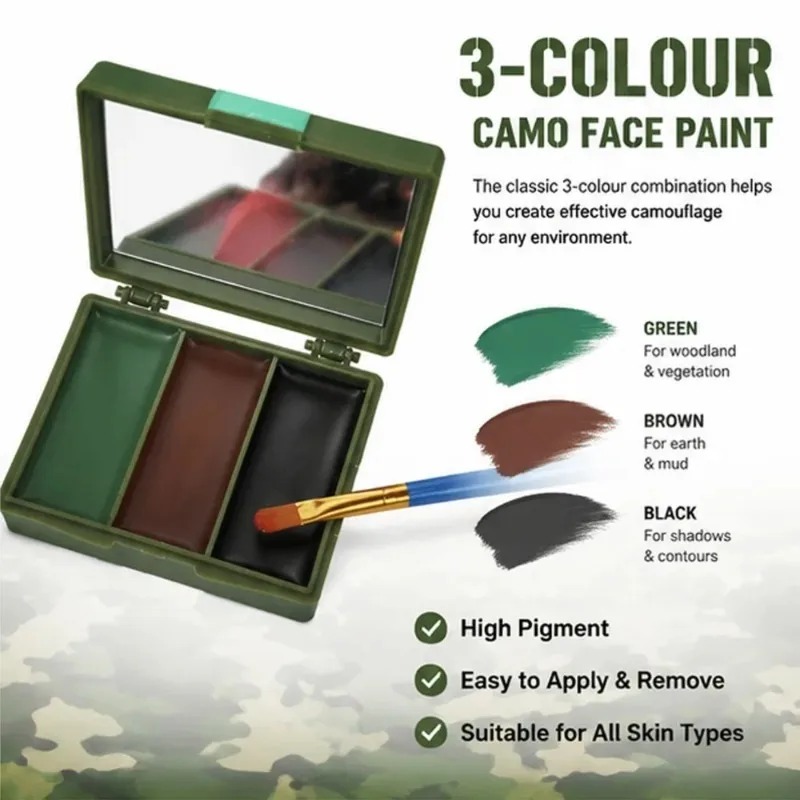 Üç Renkli Kamuflaj Yüz Boyama  - Camo Face Paint incelemesi ve fiyatı